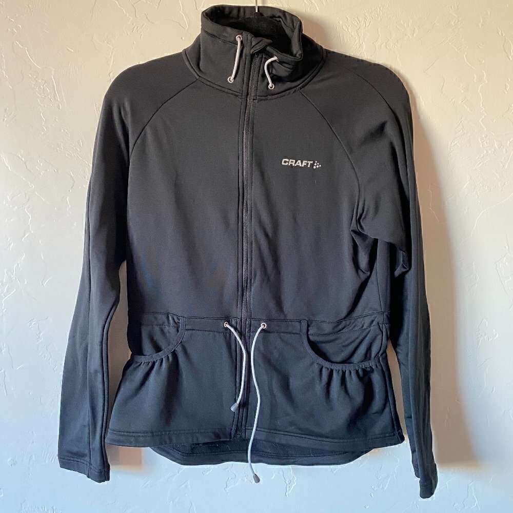 Craft Jacket Womens Medium Black Drawstring Waist Back Pocket Active Jacket